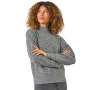 Roman Originals Diamante Sequin Jumper for Women UK Ladies Sparkly Glitter Sweater Embellished Smart Casual Autumn Winter Long Sleeve Round Neck Knitwear Knitted Pullover - Charcoal - Size 16