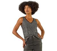 Roman Originals Diamond Lace Sequin Vest Top for Women UK - Ladies Everyday Autumn Winter V-Neckline Comfy Soft Evening Vacation Work Party Night Out - Silver - Size 20