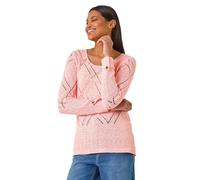 Roman Originals Diamond Textured Jumper for Women UK - Ladies Everyday Holiday Spring Summer Slash Neckline Comfy Soft Evening Vacation Work Party - Orange - Size 18