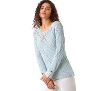 Roman Originals Diamond Textured Jumper for Women UK - Ladies Everyday Holiday Spring Summer Slash Neckline Comfy Soft Evening Vacation Work Party - Blue - Size 14
