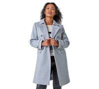 Roman Originals Petite Double Breasted Military Coat for Women UK - Ladies Everyday Holiday Autumn Winter Long Sleeves Comfy Soft Evening Vacation Work Smart Party - Grey - Size 12