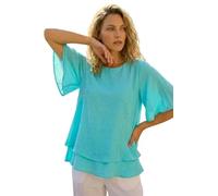 Roman Originals Double Layered Tunic Top for Women UK - Ladies Everyday Holiday Spring Summer Round Neckline Comfy Soft Evening Vacation Work Party