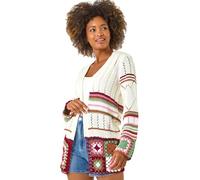Roman Originals Edge Crochet Detail Knit Cardigan for Women UK - Ladies Everyday Holiday Spring Summer Comfy Soft Evening Vacation Work Party - Ivory - Size 20