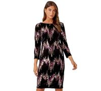 Roman Originals Embellished Sequin Velvet Stretch Dress for Women UK - Ladies Everyday Autumn Winter Round Neckline Comfy Soft Evening Vacation Work Party Night Out - Bronze - Size 16