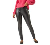 Roman Originals Faux Leather Stretch Legging for Women UK - Ladies Everyday Autumn Winter Comfy Soft Evening Vacation Work Party Night Out - Black - Size 12
