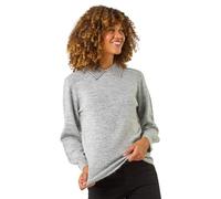 Roman Originals Faux Pearl Collar Jumper for Women UK - Ladies Everyday Autumn Winter Comfy Soft Evening Vacation Work Party Night Out - Light Grey - Size 12