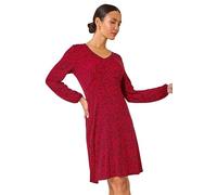 Roman Originals Fit & Flare Dress for Women UK - Ladies Stretchy Skater Swing A Line Everyday Tea Autumn Winter V-Neckline Comfy Soft Evening Vacation Work Party Night Out - Red Black - Size 10