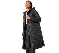 Roman Originals Fleece Lined Quilted Hooded Coat for Women UK - Ladies Everyday Autumn Winter Comfy Soft Evening Vacation Work Party Night Out - Black - Size 12