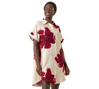 Roman Originals Floral Print Shift Shirt Dress for Women UK - Ladies Everyday Holiday Spring Summer Shirt Style Collar Comfy Soft Evening Vacation Work Party - Ivory - Size 18