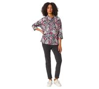 Roman Originals Floral Printed Roll Neck Top for Women UK - Ladies Everyday Autumn Winter Comfy Soft Evening Vacation Work Party Night Out - Pink - Size 18