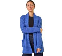 Roman Originals Fluffy Textured Knit Cardigan for Women UK - Ladies Everyday Autumn Winter Comfy Soft Evening Vacation Work Party Night Out - Indigo - Size 18
