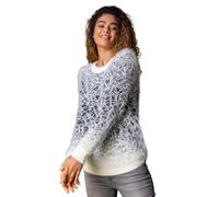 Roman Originals Fluffy Yarn Jumper for Women UK Ladies Thick Sweater Warm Cosy Chunky Knitted Pullover Winter Furry Casual Smart Textured Everyday Cuddly Comfy Soft Knitwear - Ivory Black - Size 12