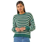 Roman Originals Fluffy Yarn Jumper for Women UK Ladies Thick Sweater Warm Cosy Chunky Knitted Pullover Winter Furry Casual Smart Textured Everyday Cuddly Soft Knitwear - Forest - Size 12