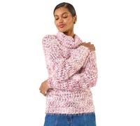 Roman Originals Fluffy Yarn Jumper for Women UK Ladies Thick Sweater Warm Cosy Chunky Knitted Pullover Winter Furry Casual Smart Textured Everyday Cuddly Soft Knitwear - Pink Blanc - Size 14