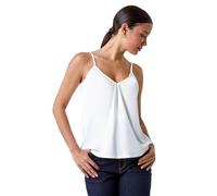 Roman Originals Gathered V-Neck Stretch Vest Top for Women UK - Ladies Everyday Holiday Spring Summer V-Neckline Comfy Soft Evening Vacation Work Party - Ivory - Size 20