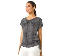 Roman Originals Glitter Print Cowl Neck Stretch Top for Women UK - Ladies Everyday Autumn Winter Comfy Soft Evening Vacation Work Party Night Out - Silver - Size 16