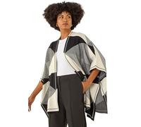 Roman Originals Gradient Longline Knit Poncho for Women UK - Ladies Everyday Autumn Winter Comfy Soft Evening Vacation Work Party Night Out - Monochrome - Size ONE