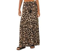 Roman Originals Gypsy Maxi Skirt for Women UK Ladies Tiered Bohemian Long Ankle Length Cotton Elasticated Waistband High Waist Monochrome Lounge Lightweight Holiday - Natural - Size L