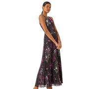 Roman Originals Halterneck Pleated Dress for Women UK Ladies Maxi Midi Sleeveless Formal Wedding Guest Bridemaids Cocktail Party Special Occasion Ascot Races Going Out Evening - Noir - Size 16