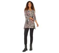 Roman Originals Hanky Hem Tunic Top for Women UK - Ladies Longline Blouse Asymmetric Hemline Casual Slouch Loose 3/4 Sleeves Round Neck Relaxed Comfortable Holiday - Khaki - Size 18