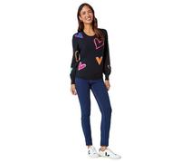 Roman Originals Heart Print Knitted Jumper for Women UK - Ladies Everyday Autumn Winter Round Neckline Comfy Soft Evening Vacation Work Party Night Out - Onyx Pink - Size 14