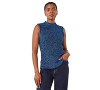 Roman Originals High Neck Fluffy Tinsel Knit Top for Women UK - Ladies Everyday Autumn Winter Comfy Soft Evening Vacation Work Party Night Out - Royal Blue - Size 18