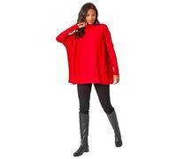 Roman Originals High Neck Longline Knit Jumper for Women UK - Ladies Everyday Autumn Winter Comfy Soft Evening Vacation Work Party Night Out - Red - Size ML