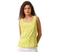 Roman Originals Ikat Print Textured Vest Top for Women UK - Ladies Everyday Holiday Spring Summer Square Neckline Comfy Soft Evening Vacation Work Party - Lime - Size 16