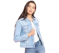 Roman Originals Jean Denim Jacket for Women UK - Ladies 100% Cotton Summer Casual Stretch Crop Smart Utility Trucker Biker Fitted Vintage Wash Faded Classic Jeans Work - Light Blue - Size 12