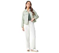 Roman Originals Jean Denim Jacket for Women UK Ladies 100% Cotton Summer Casual Stretch Crop Smart Utility Trucker Biker Fitted Vintage Wash Faded Classic Jeans Work Twill - Petite Sage - Size 16