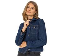 Roman Originals Jean Denim Jacket for Women UK Ladies 100% Cotton Summer Casual Stretch Crop Smart Utility Trucker Biker Fitted Vintage Wash Faded Classic Jeans Work Twill - Indigo - Size 20