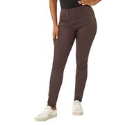Roman Originals Jeggings for Women UK Jean Ladies Stretchy Trousers Denim Leggings High Waist Rise Pull On Skinny Straight Leg Cotton Pants Smart Casual - Petite Chocolate (28 inch) - Size 14