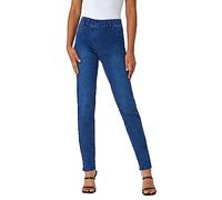 Roman Originals Jeggings for Women UK Jean Ladies Stretchy Trousers Denim Leggings High Waist Rise Pull On Skinny Straight Leg Cotton Pants Smart Casual - Mid Blue (31 inch) - Size 16