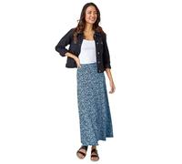 Roman Originals Jersey Skirt for Women UK - Ladies Midi Maxi Floral Animal Print Summer Spring Holiday Swing Smart Casual Work Cocktail Party Going Out Holiday Cruise - Blue & Navy - Size 20