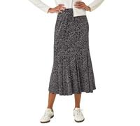 Roman Originals Jersey Skirt for Women UK - Ladies Midi Maxi Floral Animal Print Summer Spring Holiday Swing Smart Casual Work Cocktail Party Going Out Holiday Cruise - Grey Animal - Size 18