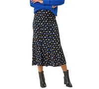 Roman Originals Jersey Skirt for Women UK - Ladies Midi Maxi Floral Animal Print Summer Spring Holiday Swing Smart Casual Work Cocktail Party Going Out Holiday Cruise - Blue Noir - Size 12