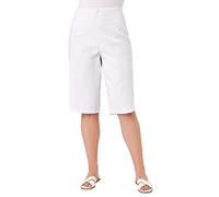 Roman Originals Knee Length Shorts for Women UK - Ladies Cropped Capri Stretch Bengaline Pants Crop Trousers Summer Legging Lounge Essentials Elasticated Casual Clothes - White Plus - Size 30