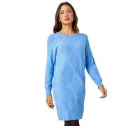 Roman Originals Knitted Jumper Dress for Women UK Ladies Stretchy Knit Knitwear Autumn Winter Casual Smart Pull On Work Long Sleeves Slouch Above Knee Short Length - Light Blue - Size 16
