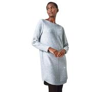 Roman Originals Knitted Jumper Dress for Women UK Ladies Stretchy Knit Knitwear Autumn Winter Casual Smart Pull On Work Long Sleeves Slouch Flattering Over Knee Length - Grey - Size 14