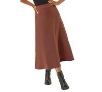 Roman Originals Knitted Skirt for Women UK Ladies Midi Maxi Full Length Winter Autumn A-Line Swing Pull On Smart Casual Work Office Elasticated Waist Flattering Knit Knitwear - Petite Brown - Size 14