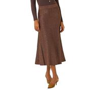 Roman Originals Knitted Skirt for Women UK Ladies Midi Maxi Full Length Winter Autumn A-Line Swing Pull On Smart Casual Work Office Elasticated Waist Flattering Knit Knitwear - Dark Brown - Size 14