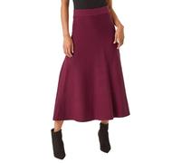 Roman Originals Knitted Skirt for Women UK Ladies Midi Maxi Full Length Winter Autumn A-Line Swing Pull On Smart Casual Work Office Elasticated Waist Flattering Knit Knitwear - Petite Wine - Size 14