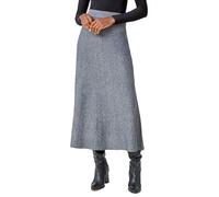Roman Originals Knitted Skirt for Women UK Ladies Midi Maxi Full Length Winter Autumn A-Line Swing Pull On Smart Casual Work Office Elasticated Waist Flattering Knit Knitwear - Grey - Size 10