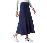 Roman Originals Knitted Skirt for Women UK Ladies Midi Maxi Full Length Winter Autumn A-Line Swing Pull On Smart Casual Work Office Elasticated Waist Flattering Knit Knitwear - Midnight Blue - Size 12