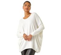 Roman Originals Lace Back V-Neck Jumper for Women UK - Ladies Everyday Autumn Winter V-Neckline Comfy Soft Evening Vacation Work Party Night Out - Ivory - Size ONE