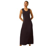 Roman Originals Lace Detail Swing Maxi Dress for Women UK - Ladies Everyday Holiday Spring Summer Round Neckline Comfy Soft Evening Vacation Work Party - Black - Size 16
