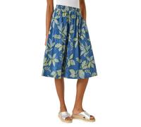Roman Originals Leaf Print A-Line Skirt for Women UK - Ladies Everyday Holiday Spring Summer Comfy Soft Evening Vacation Work Party - Denim - Size 14
