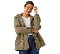 Roman Originals Lightweight Shower Jacket for Women UK - Ladies Everyday Holiday Spring Summer Funnel Neckline Comfy Soft Evening Vacation Work Party - Khaki - Size 12