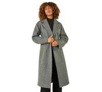 Roman Originals Longline Brushed Double Breasted Coat for Women UK - Ladies Everyday Autumn Winter Comfy Soft Evening Vacation Work Party Night Out - Grey - Size 14
