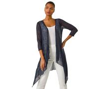 Roman Originals Longline Waterfall Cardigan for Women UK - Ladies Everyday Holiday Spring Summer Comfy Soft Evening Vacation Work Party - Navy - Size 12